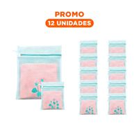 Pack12 Contenedor Malla Lavadora Ropa Diseno Rectangular 40x30cm Celeste Firme Y+Regalo Sticker