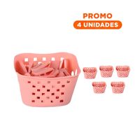 Pack4 Recipiente Cuadrado con Ganchos Rosado Claro para Guardar Prendas Y+Regalo Sticker