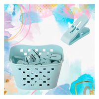 Canasta Cuadrada con Ganchos para Ropa Verde Claro para Guardar Ropa Limpia Y+Regalo Sticker