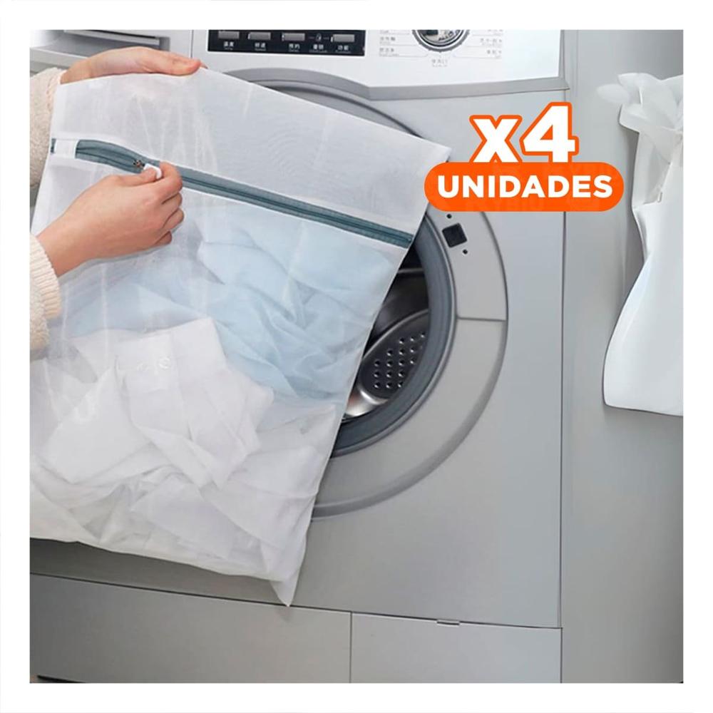 Pack4 Bolsa Multiuso Organizador 3 Bolsas de Malla para Lavar Rectangular Blanco Y+Papel Regalo