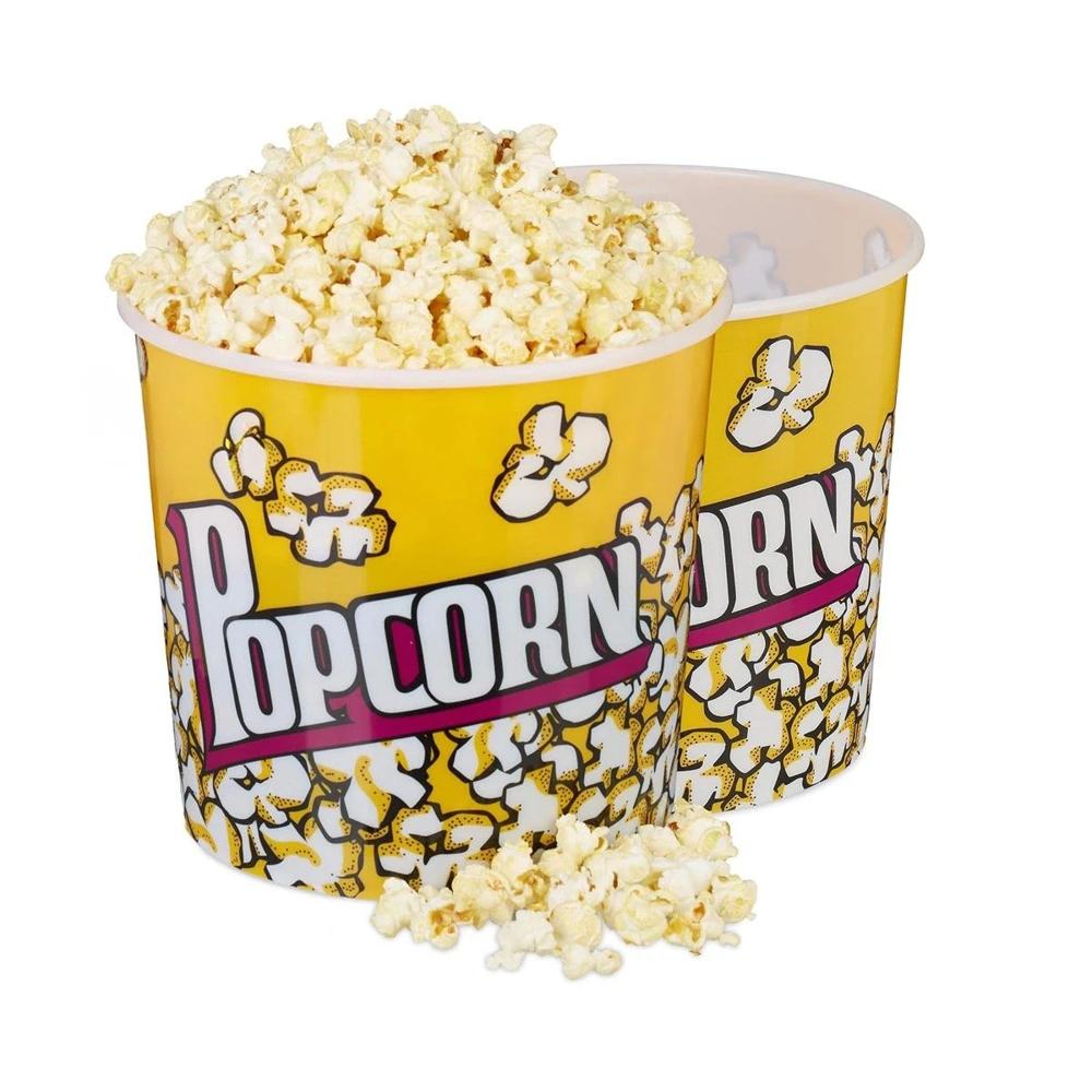 Cubeta Vaso Popcorn Amarillo 12x12cm de Material Fuerte en su Hogar Y Regalo Sticker