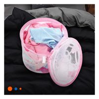 Funda Malla Lavado Ropa Forma Cilindro Blanco con Ositos Fino Uso Diario Y+Papel Regalo