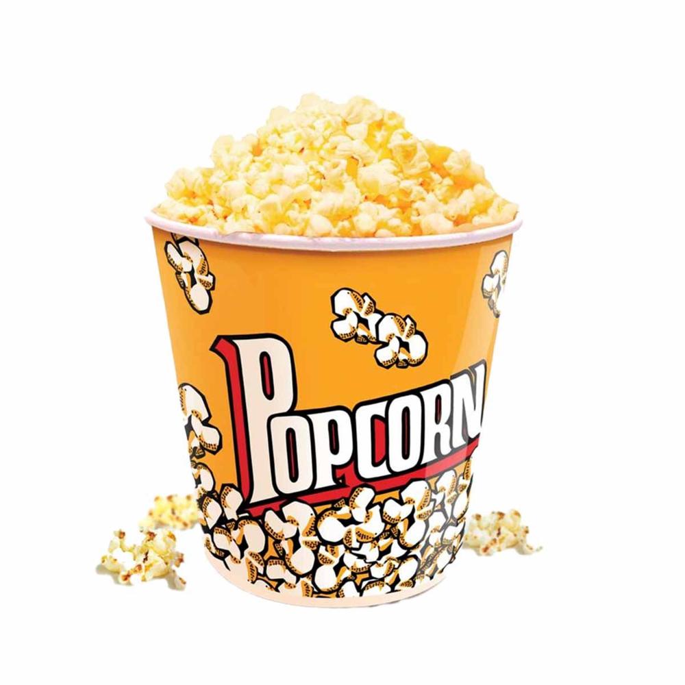 Cubeta Vaso Popcorn Amarillo 21x20cm de Material Fuerte en su Hogar Real Y Regalo Sticker