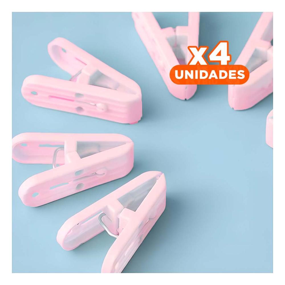 Pack4 Cesto Funcional Rosado Claro Circular para Ganchos de Ropa Lavanderia Y+Papel Regalo