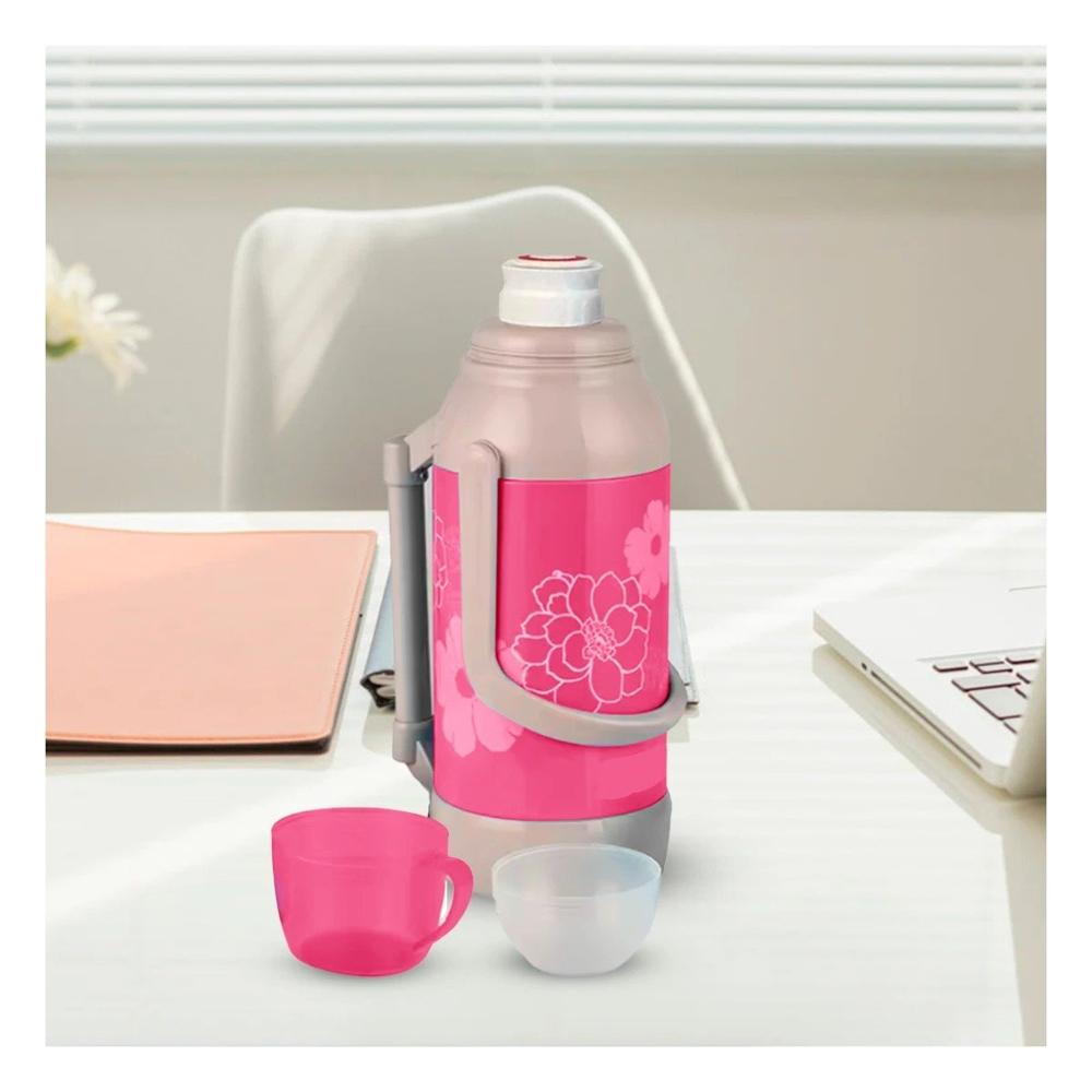 Termo Flores 3200ml Rosado para Bebidas Calientes y Frias en Casa