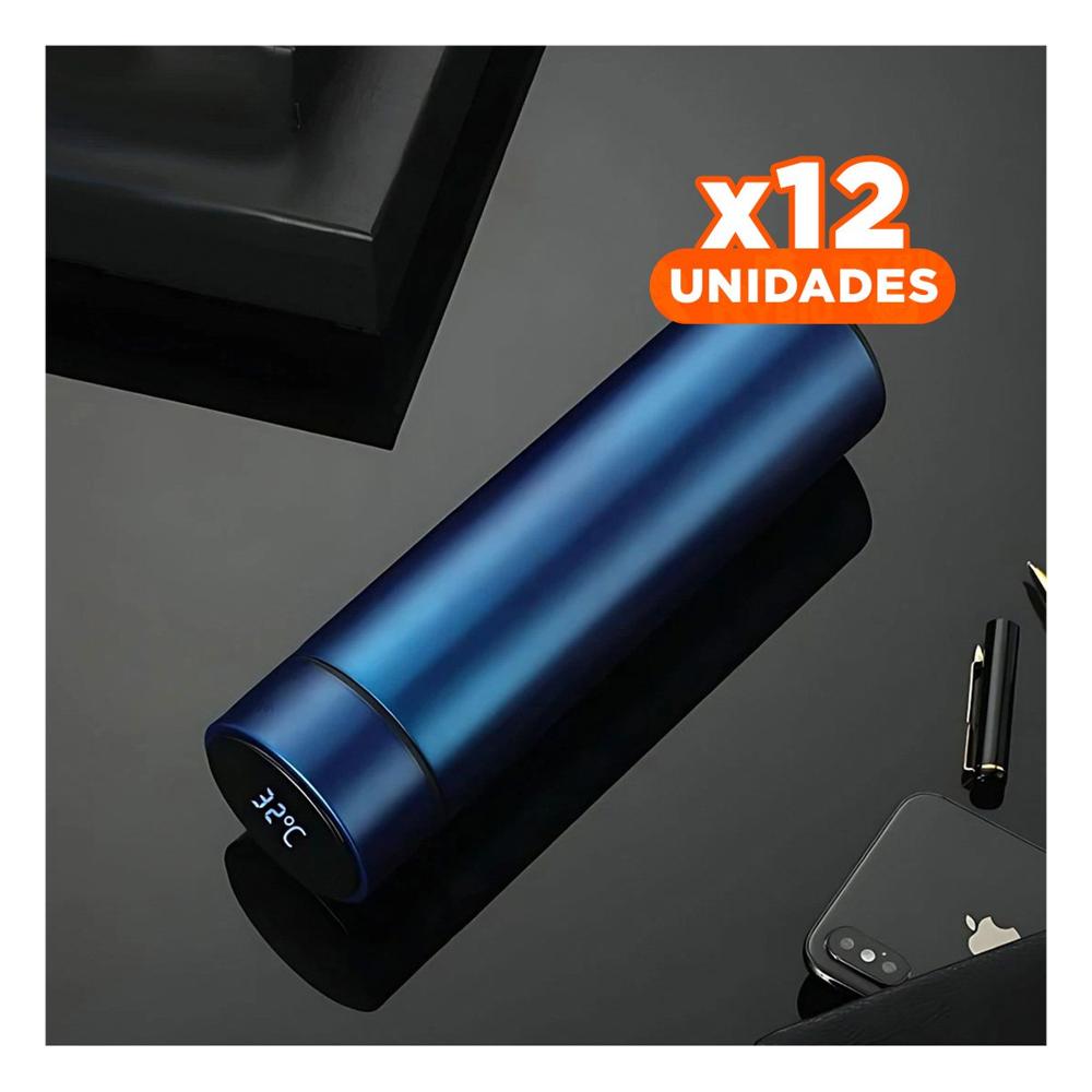 Pack12 Termo Digital Practico 500 ml con Filtro de Te para Bebidas Azul YPapel Regalo