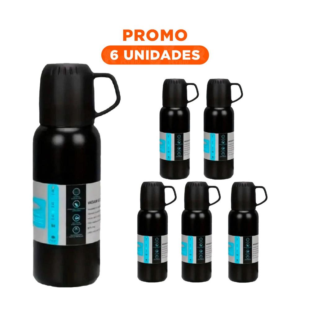 Pack6 Jarra Termica 500 ml con 3 Tazas Negro para Reuniones Y Regalo Sticker