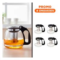 Pack4 Cafetera de Vidrio con Filtro 2 Lt para Beber Te y Momentos Especiales