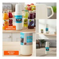 Recipiente Termico de 500 ml con 3 Tazas Crema para Uso Diario en Hogar Y Ligas Regalo