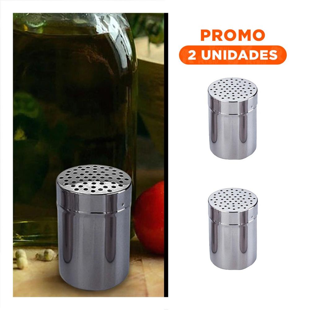 Pack2 Recipiente Compacto para Encimera Fabricado en Metal 6.5cmx6.5cmx9 cm YRegalo Sticker