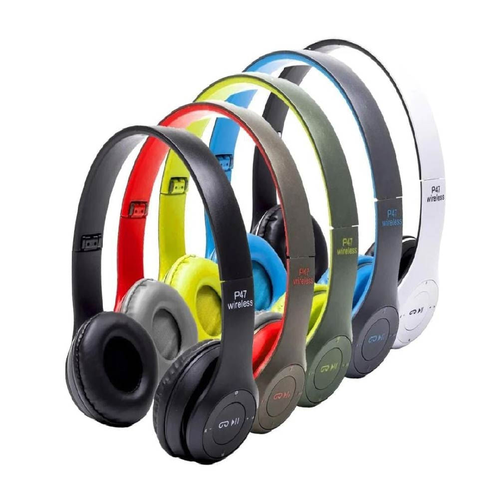 Audífono Vincha Bluetooth P47 Verde con Plomo Inalámbrico con Radio FM y Micro SD