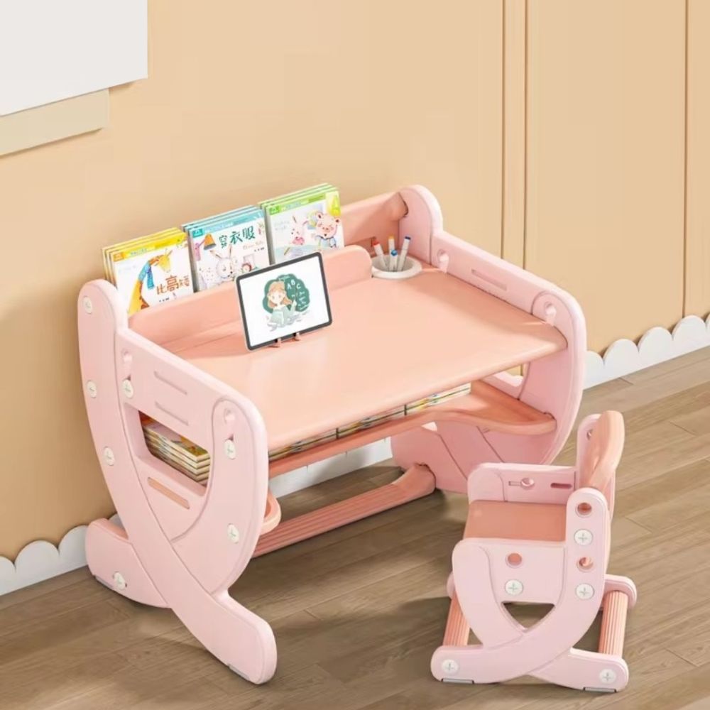 Mesa escritorio modelo regulable rosado