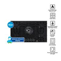 Cocina Encimera Empotrable de 5 Honilla Indurama EGASI 905CGNE Negro