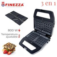 Wafflera Finezza FZ-829W3 Intercambiables para Sandwichera y Grill 3 en 1 Negro
