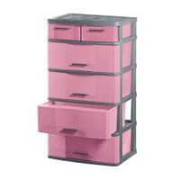 Cómoda Comodina Mimbre # 5 Gris Rosado Polinplast