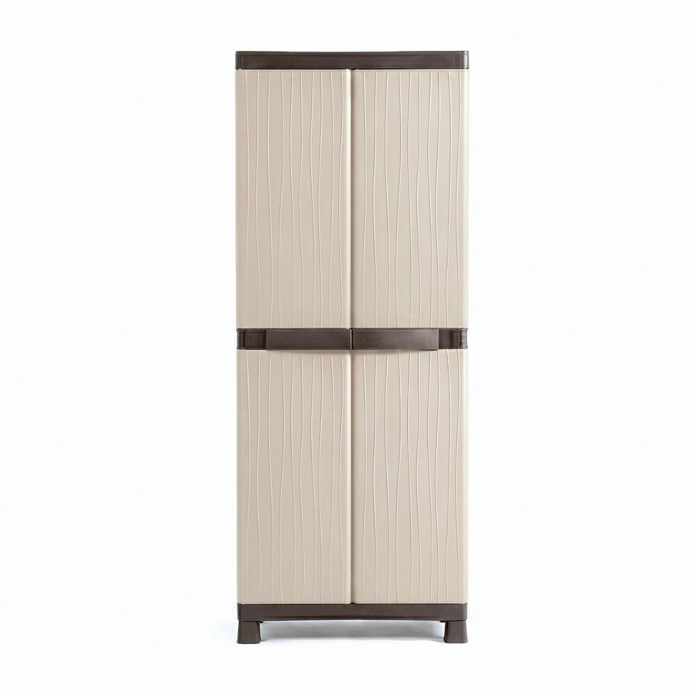 Ropero tipo Madera Grande Marrón y Beige Polinplast