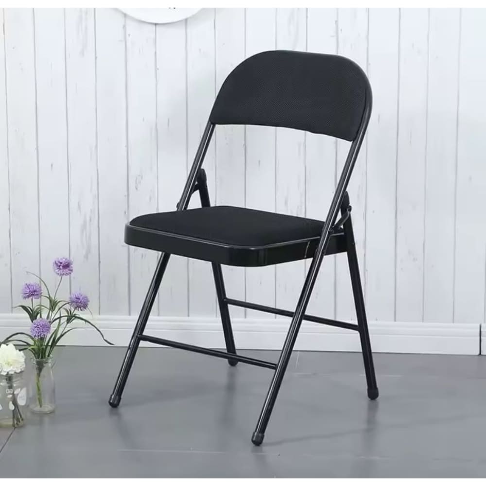 Silla Plegable Acolchada Resistente Compacta Estructura Metálica Color Negro ZZ-437