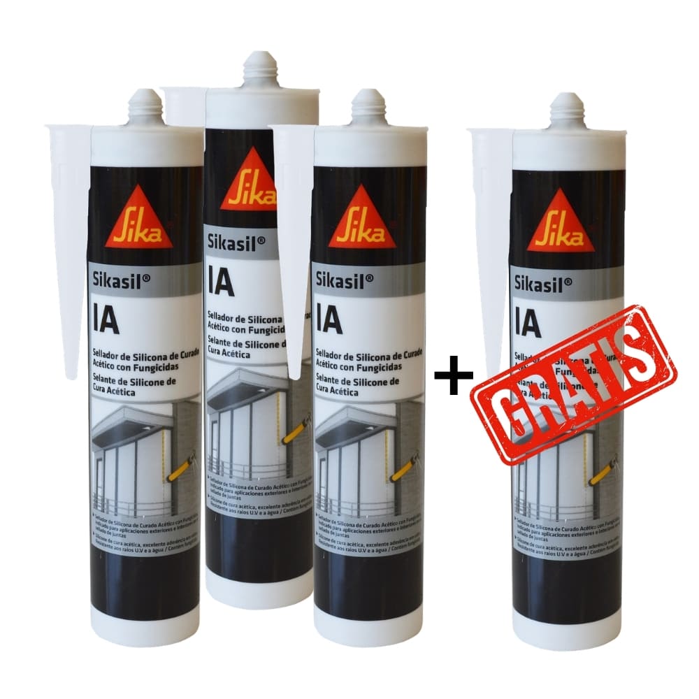 4x3 Silicona Acética para Vidrios Sikasil IA Blanco 280 ml