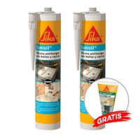 Pack Silicona Antihongo para baños y cocinas Sika Sanisil Blanco 280ml