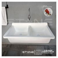 Combo Lavarropas Fibra Vidrio STBL10045 +Laurent Stw01 Stone +Desagüe C/Trampa Corrugada Doble