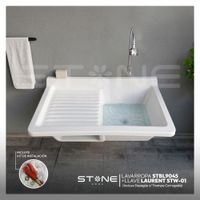 Combo Lavarropas Fibra Vidrio STBL9045 +Laurent Stw-01 Stone +Desagüe C/Trampa Corrugada