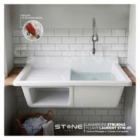 Combo Lavarropa Fibra Vidrio STBL8045 +Laurent Stw-01 Stone +Desagüe C/Trampa Corrugada