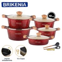 Juego De Ollas Brikenia 10 Piezas Recubrimiento Antiadherente Color Aleatorio