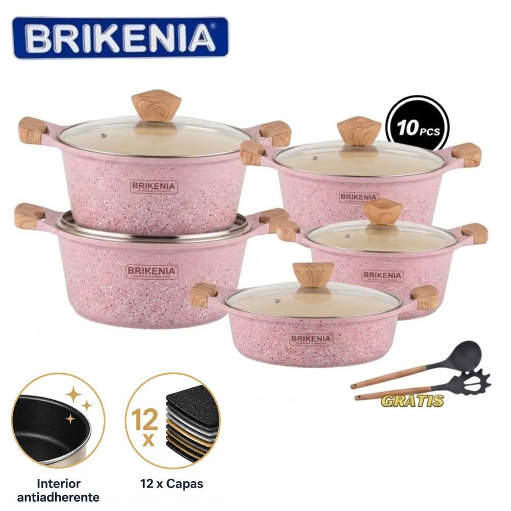 Juego De Ollas Brikenia 10 Piezas Estilo granito Color Aleatorio