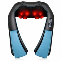 Masajeador de Cuello y Espalda con 8 Rodillos y Calor Infrarrojo Azul