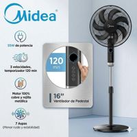 Ventilador pedestal con Temporizador Midea MFA164MB 3 velocidades