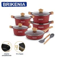 Juego De Ollas Brikenia 10 Piezas Tapas de Vidrio Templado Color Aleatorio