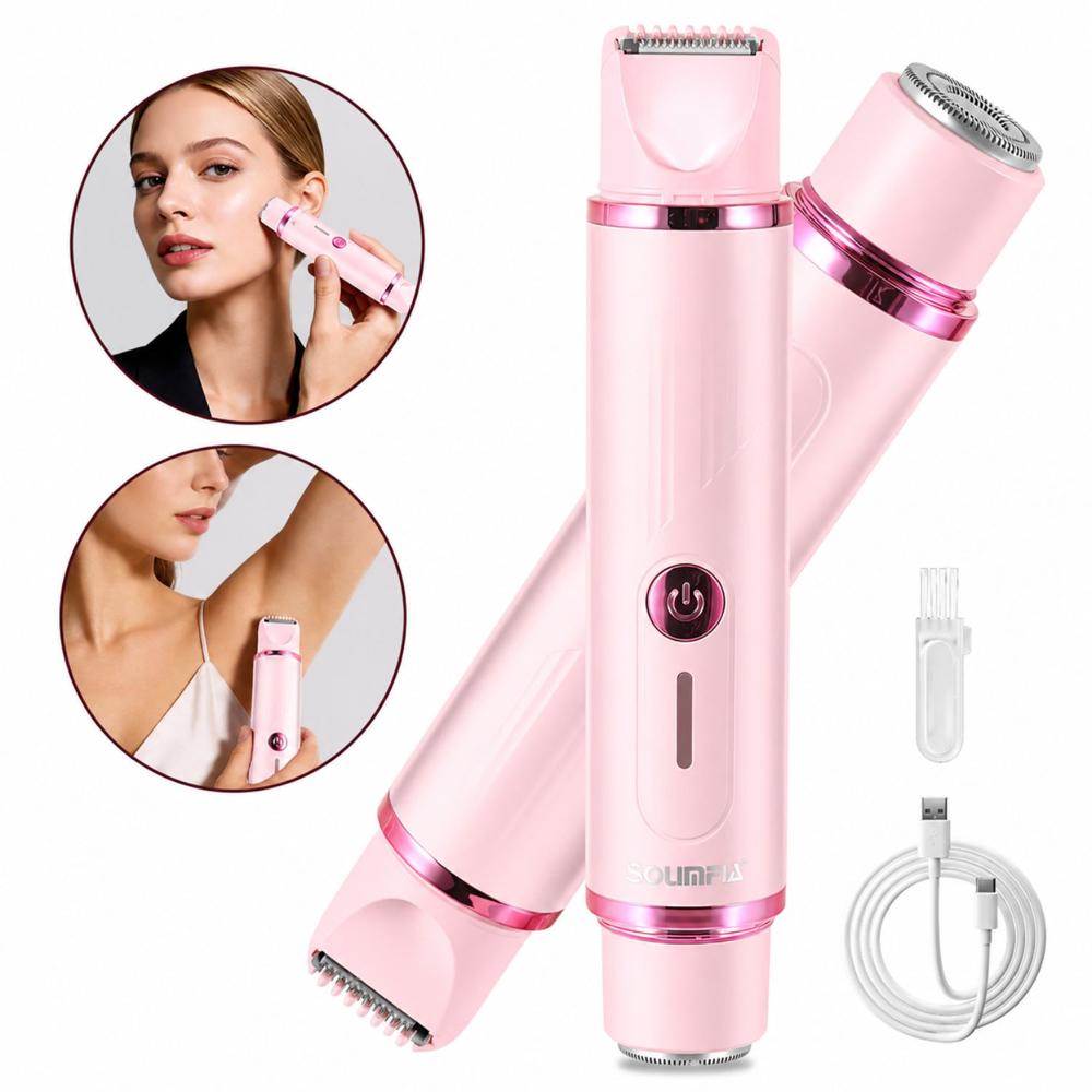 Depiladora Mujer 2 En 1 Recargable USB Facial Bikini Sin Dolor Rosa