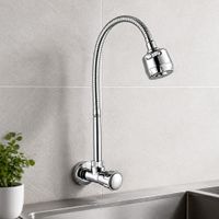 Grifo Caño Cocina Pared Apache solo agua fría pesado Cromado brillante flexible 360