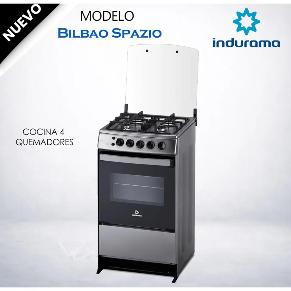 COCINA A GAS 4 HORNILLAS INDURAMA BILBAO SPAZIO Plus