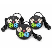 Pack 3 Enchufe Extensión 2m Multitoma Redonda USB 4 Tomas Universales Cable Largo