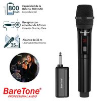 Micrófono Inalámbrico Baretone WM2401 Alcance 35 m Batería 800 mAh