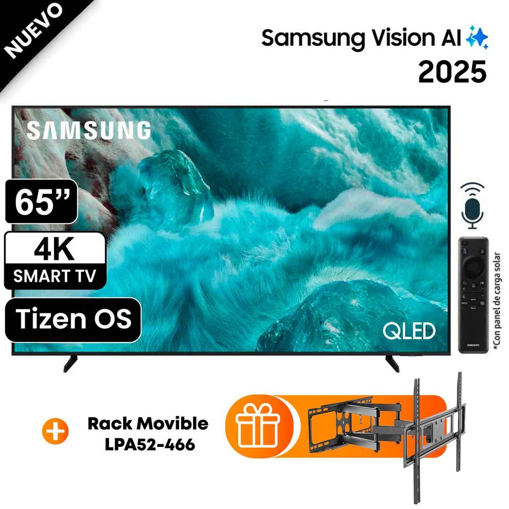 Televisor Samsung 65 Pulg. QLED Smart UHD 4K Vision Ai QN65Q7FAAGX Con Rack- Modelo Nuevo