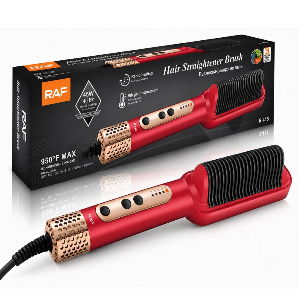 Cepillo Peine Alisador Cabello Ceramico Color Rojo