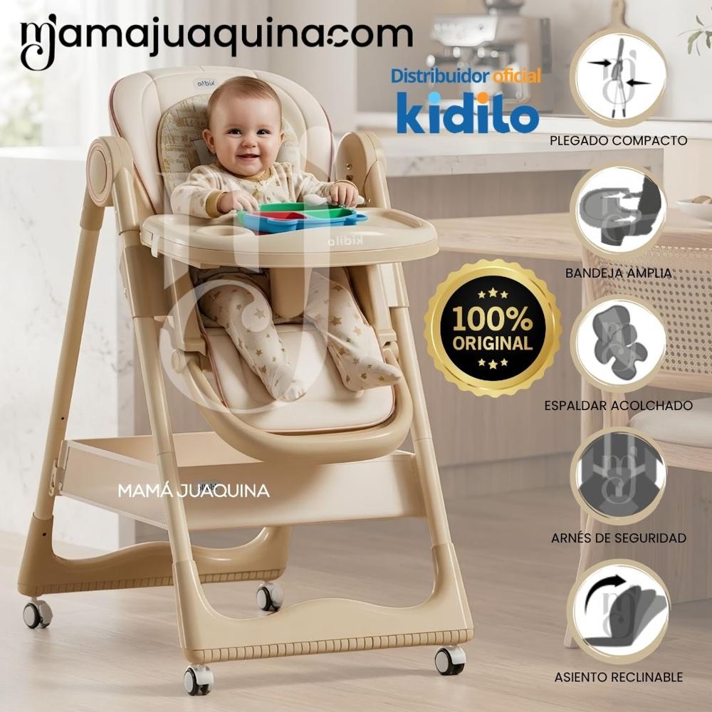Silla de Comer Plegable ARELY Kidilo de Lujo Beige