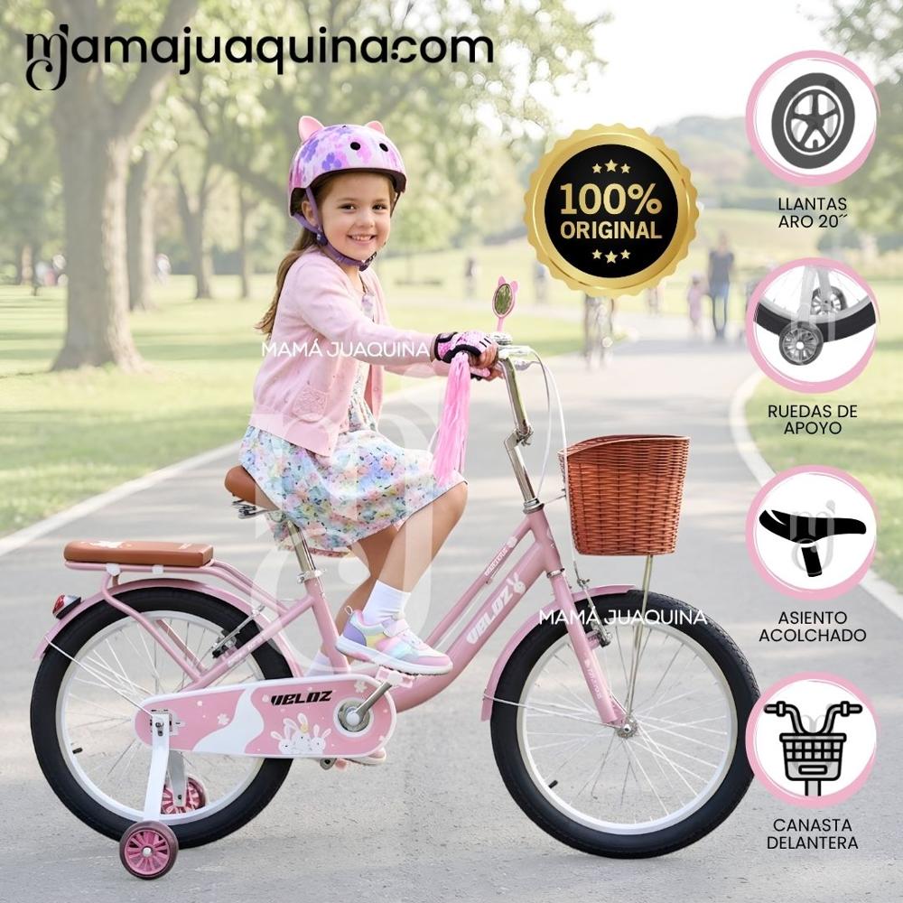 Bicicleta Campera para Niña Aro 20 WENDY con Canasta Pink