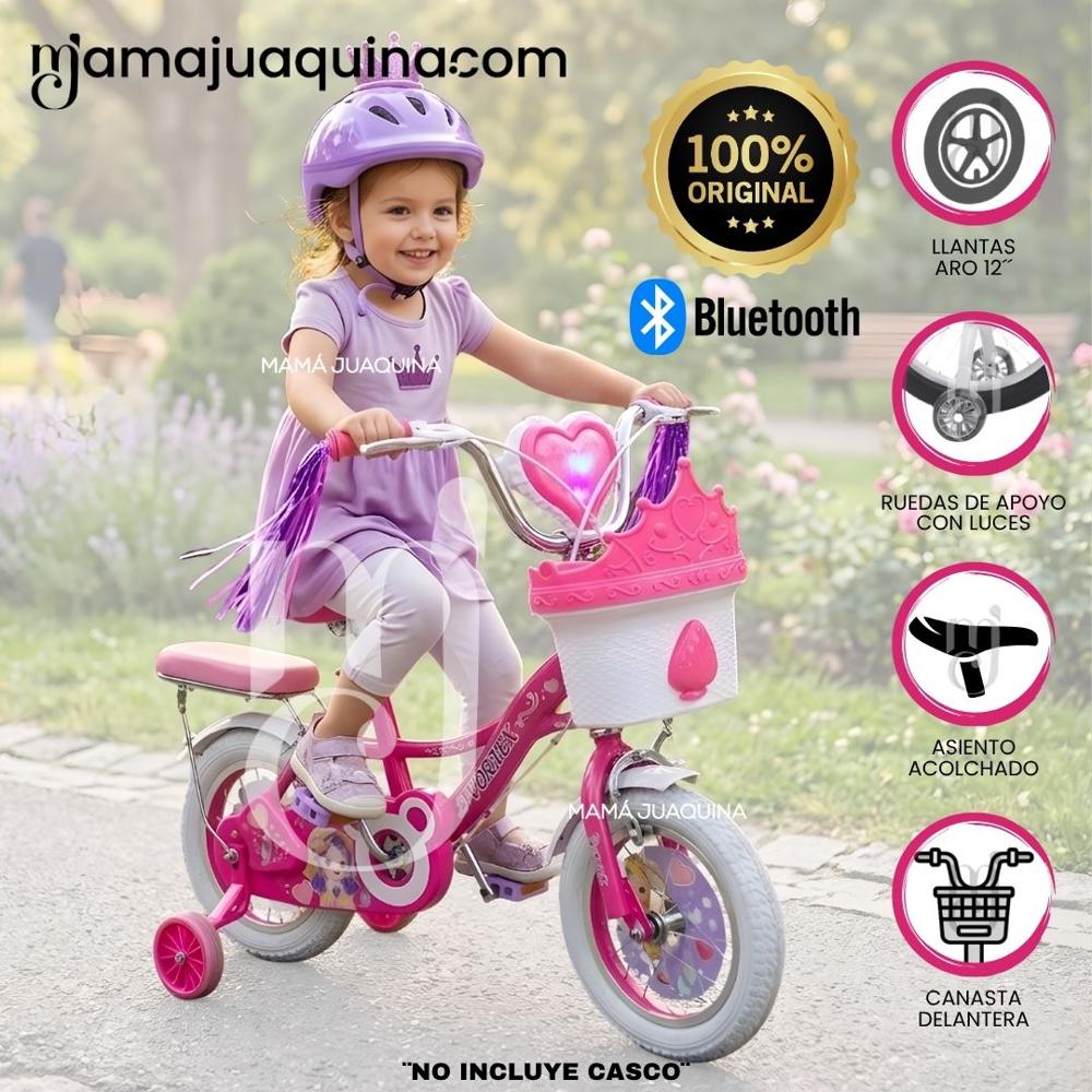Bicicleta Campera para Niña Aro 12 NERY con Canasta Pink