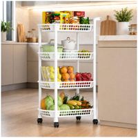 Carrito Organizador de Cocina Multiusos 4 Niveles con Ruedas 101x50x30cm -Blanco