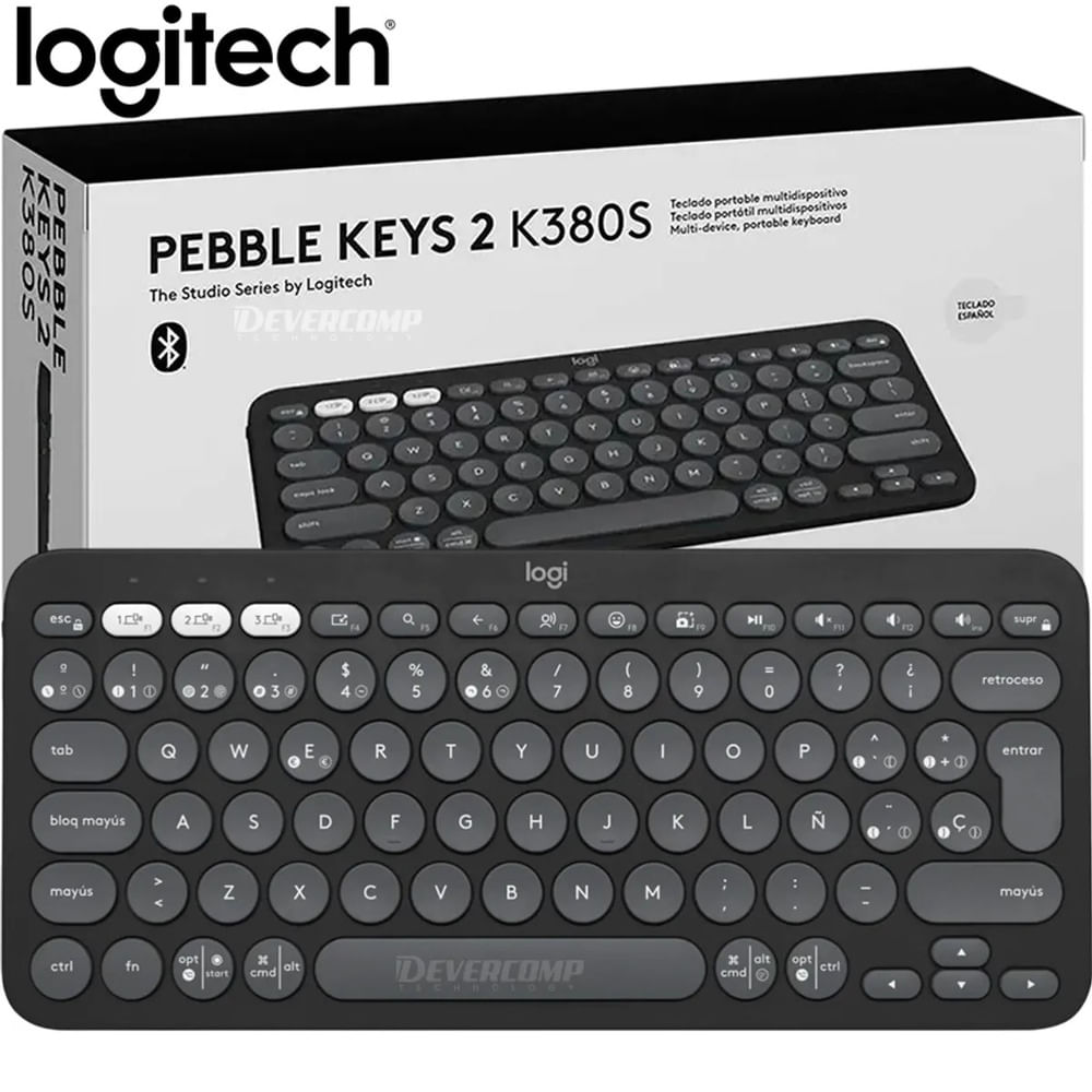 Teclado Logitech Pebble Keys 2 K380s Inalambrico Bluetooth Color del teclado Grafito Idioma Español
