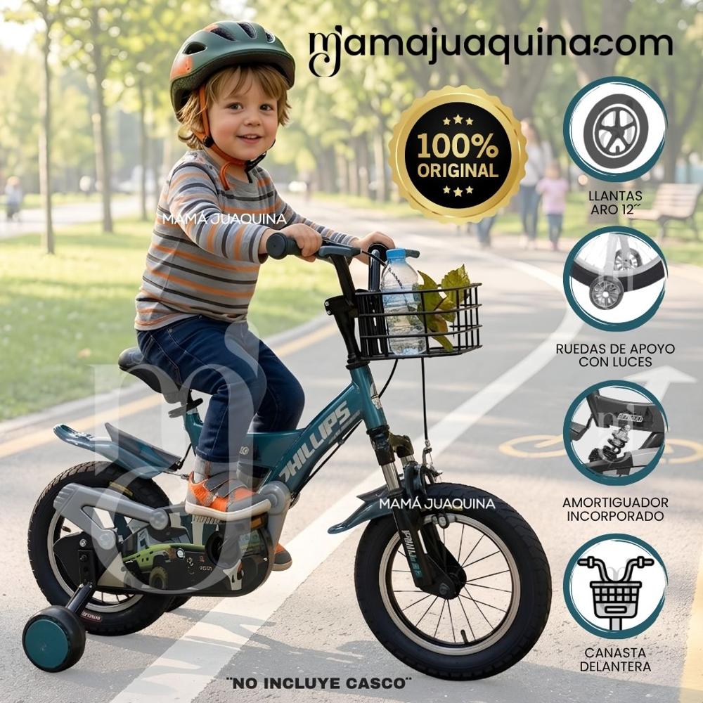 Bicicleta para Niño Aro 12 PHILLIPS KIDS con Canasta Blue