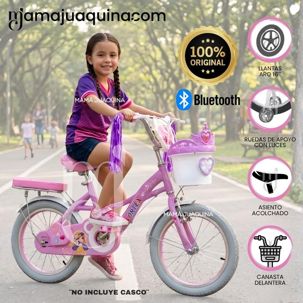 Bicicleta Campera para Niña Aro 16 NERY II con Canasta Light Pink