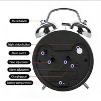 Reloj Despertador Metálico Vintage Plateado Analógico Doble Campana Luz Nocturna Decorativo