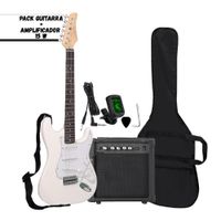 Pack Guitarra Electrica color Blanco con Amplificador y accesorio