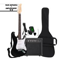 Pack Guitarra Electrica color Negro con Amplificador y accesorios