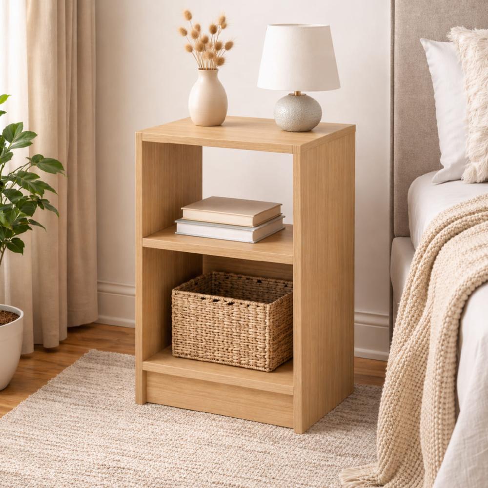 Velador Abierto 2 Niveles Melamina Tipo Madera Nórdico - Muebleo.pe