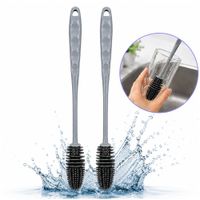 Set x2 Cepillos Limpiadores de Silicona Mango Largo para Botellas Vasos Termos